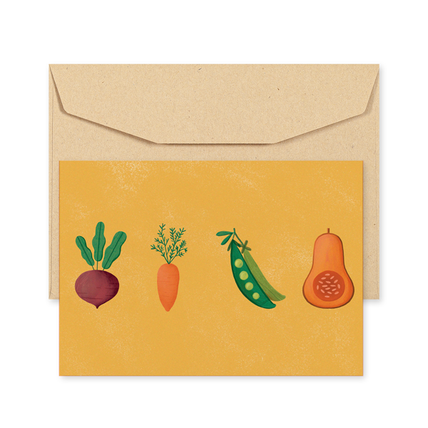POSTCARD - 10 CUBES - FOUR VEGGIES